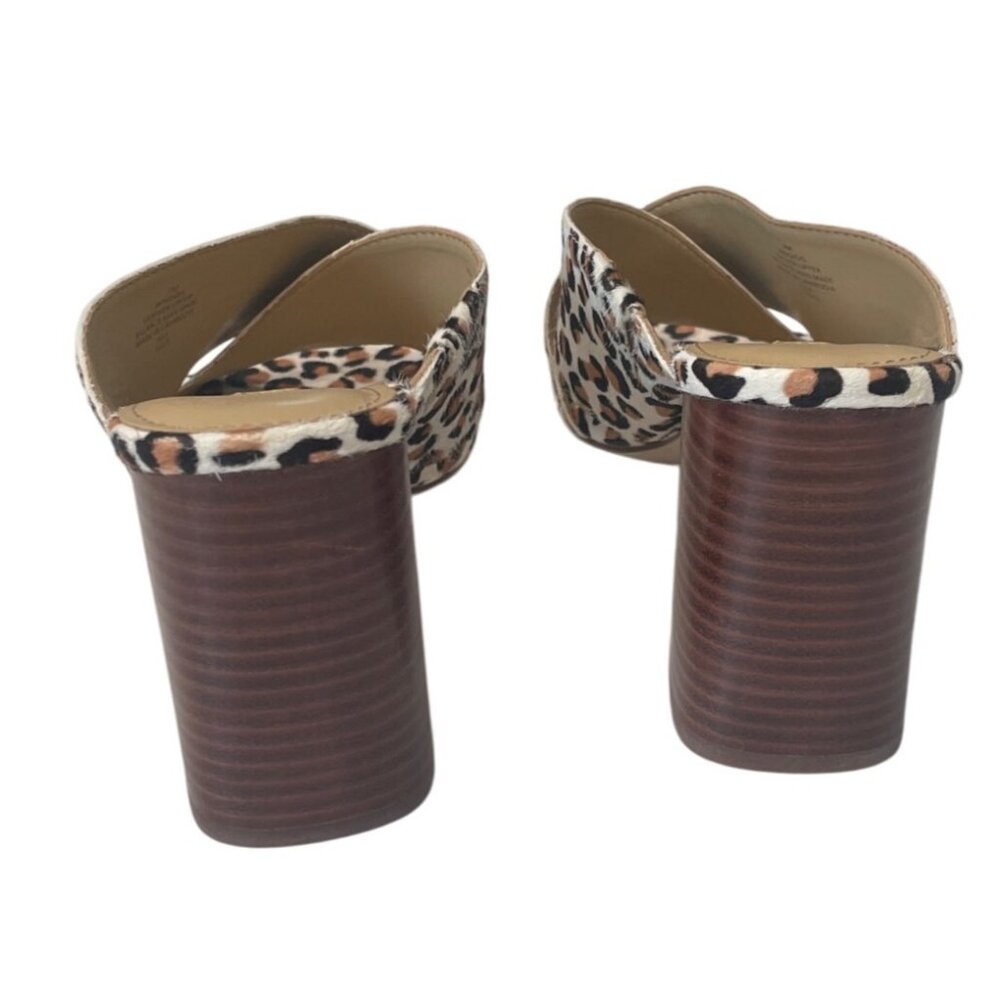 Nine West Womens Mule Sandals‎ Leopard Calf Hair 9M Block Heel Safari Date Night - Picture 3 of 4
